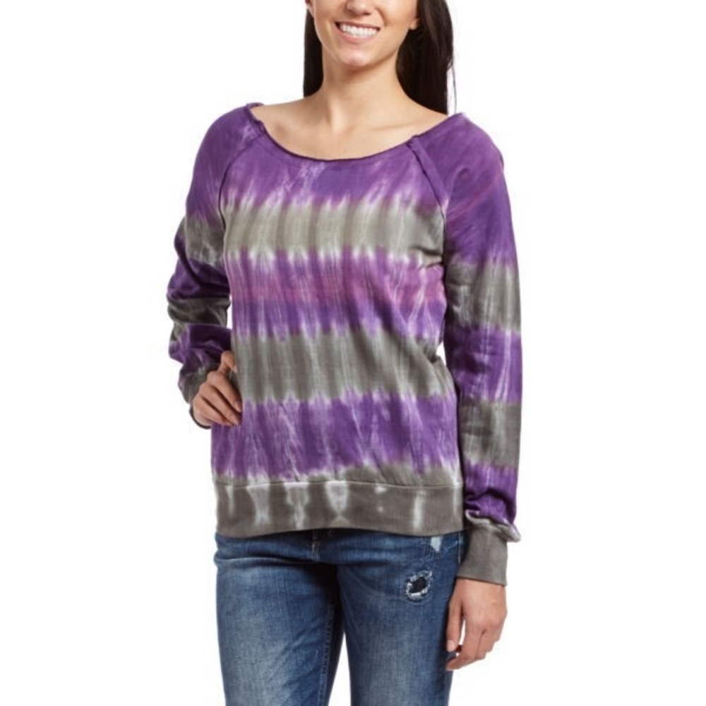 Oversized Boxy Sweatshirt Womens M Tie Dye Fleece Pullover Groovy Hippie Boho